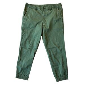 Uniqlo tapered leg chino jogger pants 10 Sage green distressed Cotton stretch